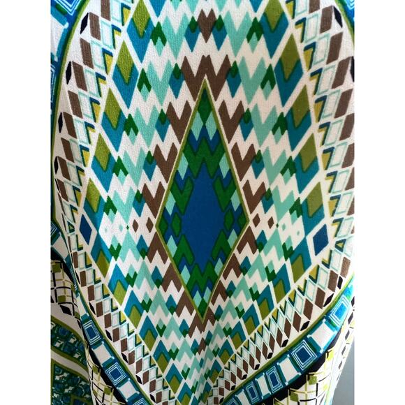 STUDIO ONE NY Shift Midi White Green Blue Sleeveless Embellished Neck Dress 18 - Picture 6 of 9